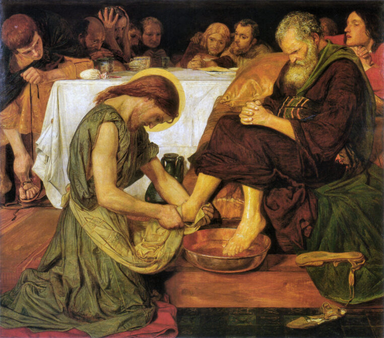Ježíš umyl nohy svým učedníkům při poslední večeři.